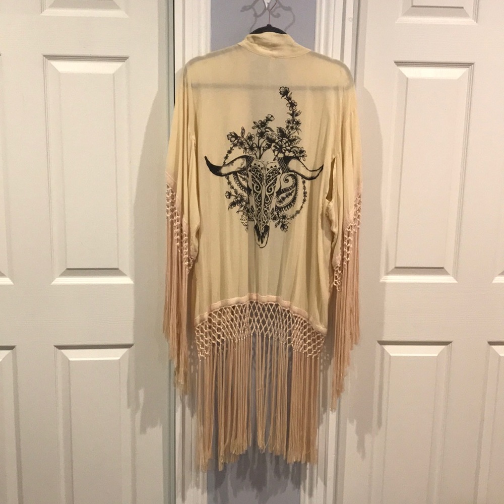 SPELL and the Gypsy COW SKULL KIMONO fringe OS - Picture 4 of 8